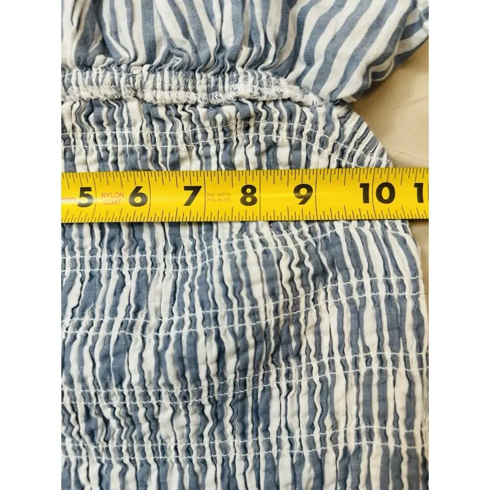 Abercrombie Off The Shoulder Smocked Mini Dress Striped Size Small Tall Preppy - Picture 7 of 9